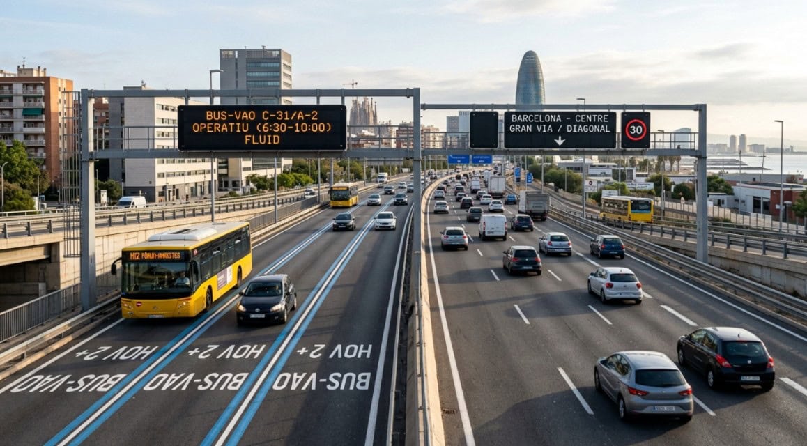 Carril BUS-VAO con autobús y vehículos de alta ocupación